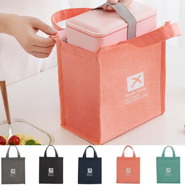 

2020 fashion portable thermal lunch box bag fresh pouch office picnic drink cold lunch bags for women handbag lonchera #c12, Blue;pink