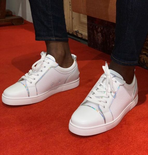 

элегантный дышащий white mesh кожа повседневный для мужчин женщины с низким top red bottom тапки способа совершенно новый платье партии трен, Black