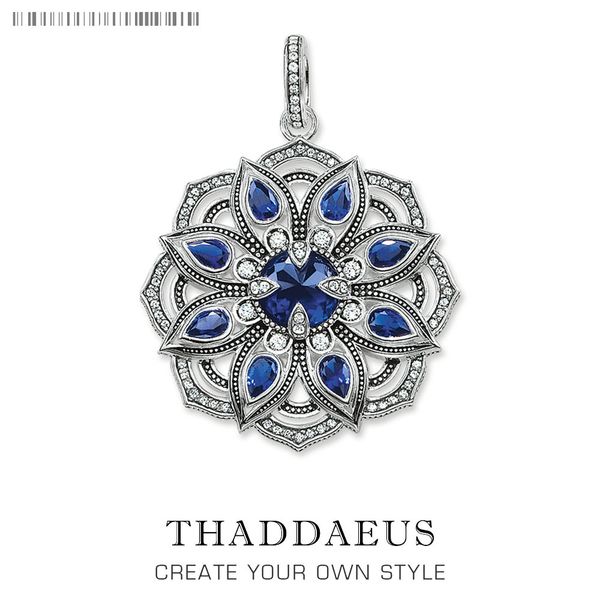 

pendant blue cz lotus flower,2019 brand fashion jewelry 925 sterling silver thomas bijoux necklace accessories gift for ts woman