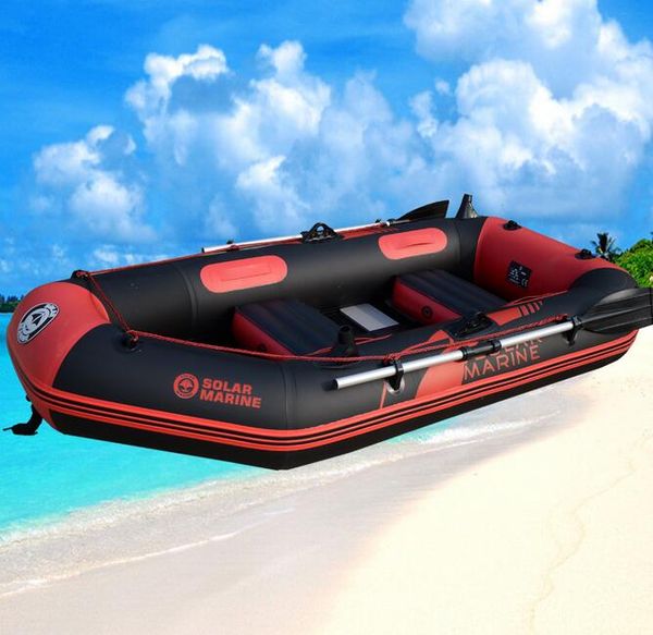 

kugoo inflatable boats clip net fishing boat rowing boat ship 3 person with wooden slats bottom for drifting surfing sandbeach