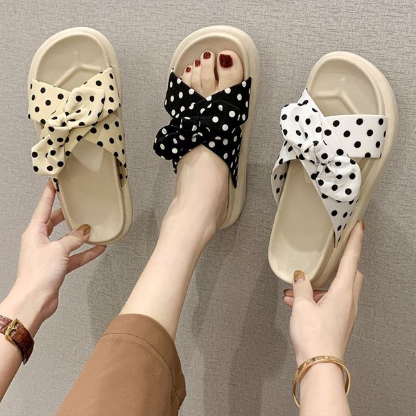 

flat shoes female woman's slippers lady slides cross-tied shose women platform butterfly-knot med 2020 girl, Black