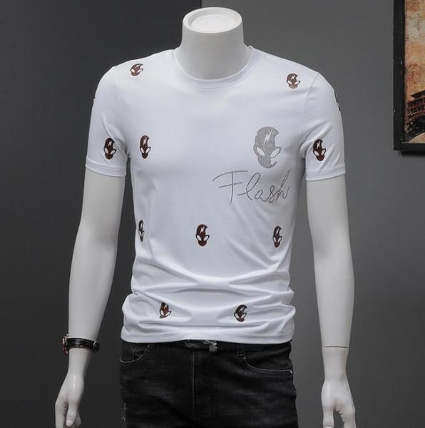 

mens designer fashion casual brand t shirts summer men designer tees short sleeve pullover size m-4xl, White;black