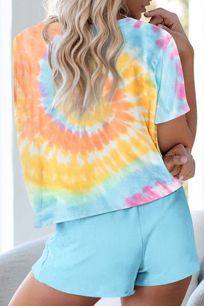 

dhl for pajamas tiedye for girls pyjama korte sets met ronde hals en tie-dye tie dye golf shirts salmon new lipper cndsz, Blue;gray