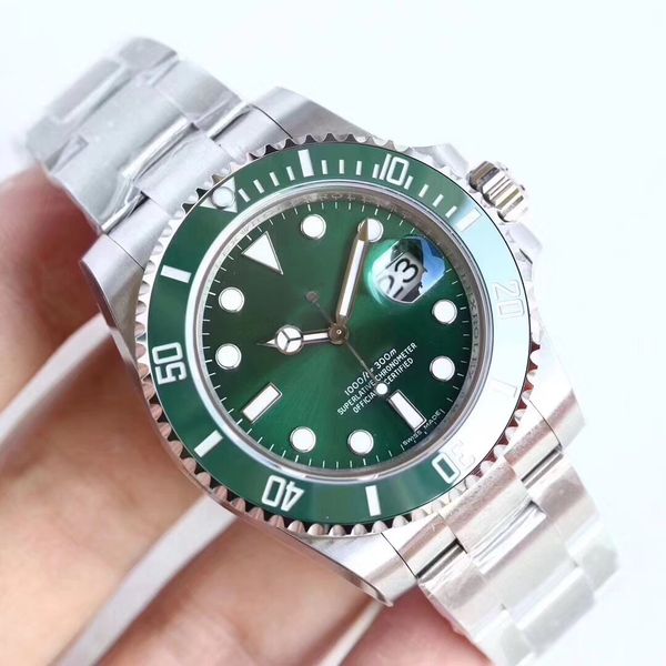 

handsome mens watch 116610 116610lv automatic mechanical sapphire solid glidelock ceramic bezel green face men watches wristwatches, Slivery;brown