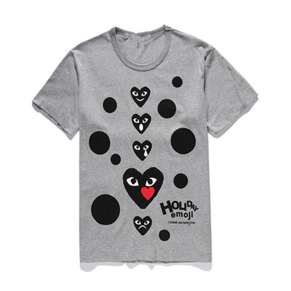 

lover uality gray heart emoji play summer japanese tide brand men's women's t-shirt cotton tee peach white grey 2 color, Black;blue