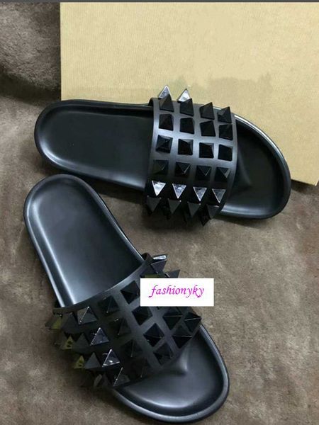 

топ донна шипованных красные нижние дизайнерские тапочки ивы ногтей мягкое дно резиновые тапочки мужчины заклепки младший шипы коробка flats, Black