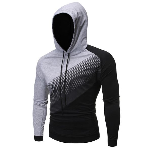 

fashion hoodies patchwork hip hop mens autumn winter packwork graduated slim long sleeve hoodie blouse hoodie ink dot, Black