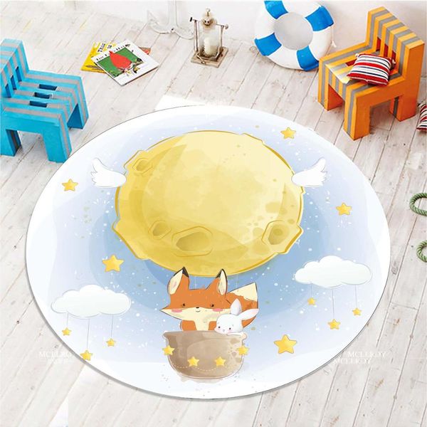 

else yellow balloons on brown clouds 3d pattern print anti slip back round carpets area rug for kids baby children room
