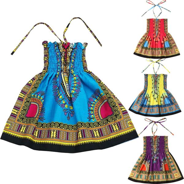 

2-7y toddler baby girl kid clothes african style bohemia dress summer sundress baby dresses, Red;yellow
