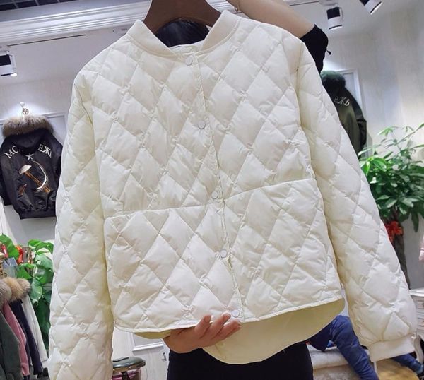 

2019 new baseball down jacket women short white duck down outwear loose casual coat ultra light jackets over size, Black
