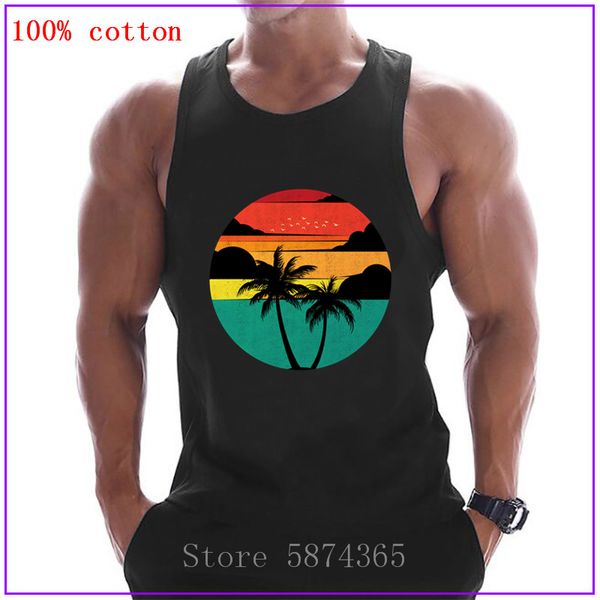 

men' tank tropical palm ocean casual fitness fashion tank men simple wear undershirt vest solid o-neck sleeveless, White;black