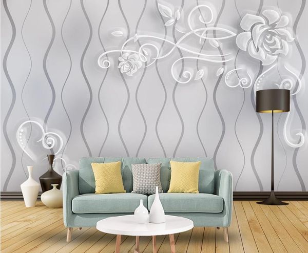 

wallpaper for walls 3 d for living room modern minimalist beautiful relief three-dimensional flower pattern tv background wall