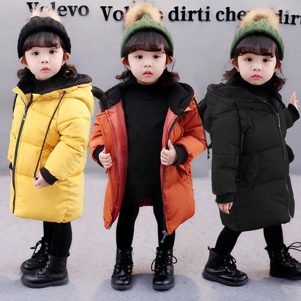 

fashion winter coat baby girls warm jacket kidsgirls hooded fashion coat outwear 1-6y thick long cotton-padded, Blue;gray