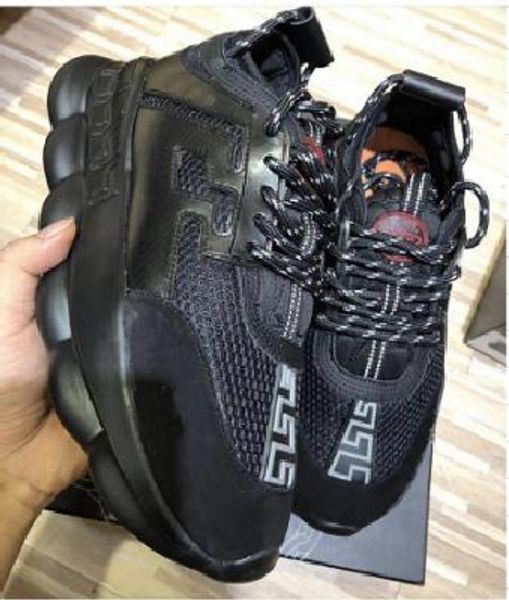 

2019 9527 versce medusa chain reaction designer sneakers sport casual shoes trainer lightweight link-embossed clunky dad dirty shoes, Black