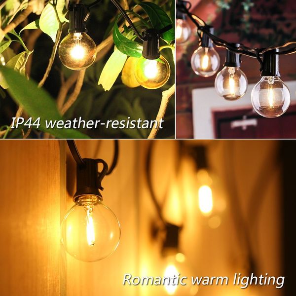 Patio Led Globe Bulb String Light G40 Hanging 12 Bulbs Lamp