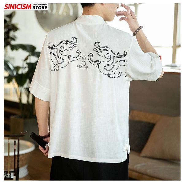 

mrgoldenbowl store men's v-neck summer t shirts 2020 men chinese style t-shirts male embroidery clothing tees oversize tshirts, White;black