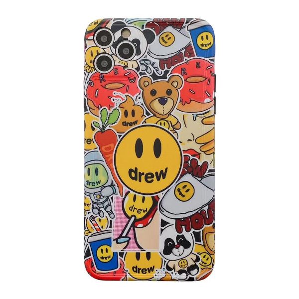 

nice luxury fashion drew house justin bieber hard phone case for iphone 11 pro max x xs xr 7 8 plus smiley face cover