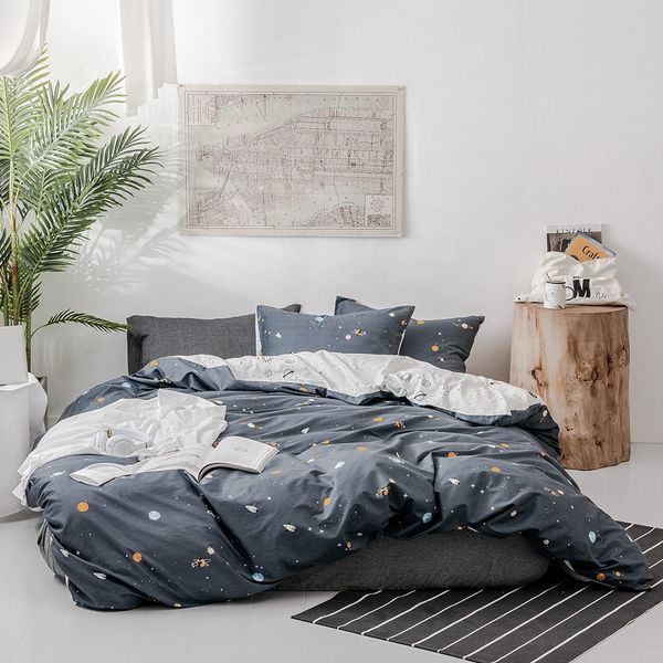 2020 Lucky Home Dark Blue Set Universe Sky Cotton Duvet Cover King