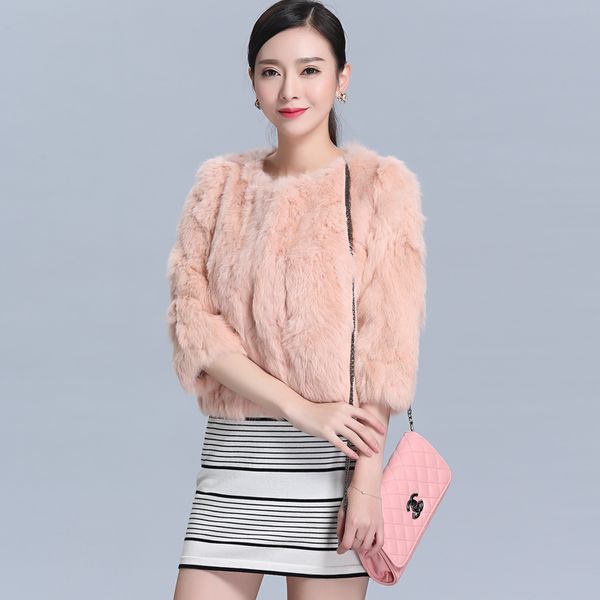 

natural fur coat women plus size m - 6xl short o neck fur coat women winter 2018 autumn winter ing, Black