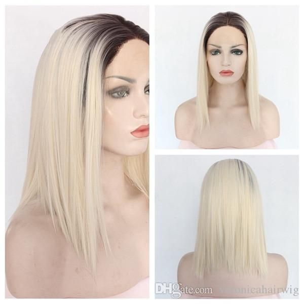 Hot Selling 14 Ombre Dark Roots To Light Blond Short Bob Style