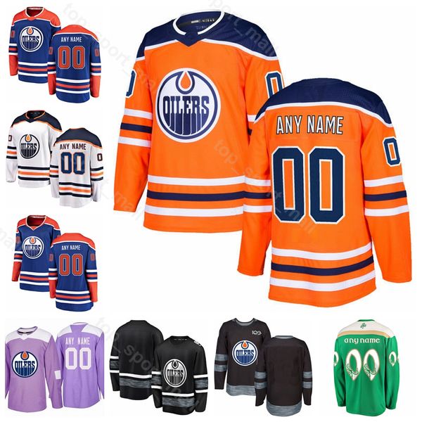 

Edmonton Oilers Custom Ice Hockey 98 Jesse Puljujarvi Jersey 28 Kyle Brodziak 82 Caleb Jones 89 Sam Gagner 93 Nugent-Hopkins St Patricks Day