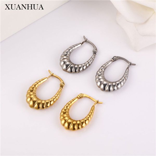 

xuanhua small hoop earrings for women stainless steel jewelry woman accessories personalise earings fashion jewelry cuffs, Golden;silver