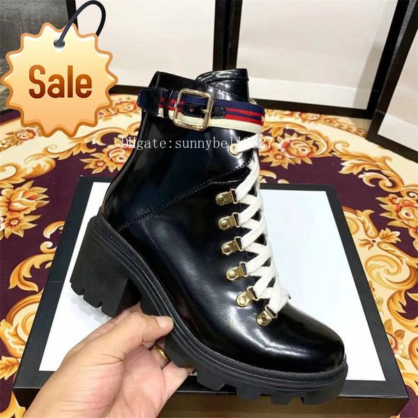 

luxury embroidered female martin boots box women's trip 2019 leather ankle boot with sylvie web designer booties for women shoes 2gg6, Black