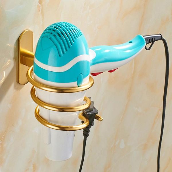 

hair dryer stand holder rack self adhesive space aluminum bathroom storage stand shelf wall mounted nail no drilling