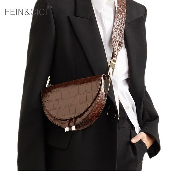 

saddle bag animal print alligator leather bag round handbag women vintage half moon bags 2019 new ins fashion wholesale mx191018