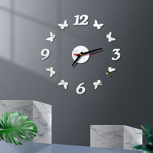 

diy exquisite 3d roman numbers wall clock mirror sticker art design home decoration living room reloj de pared