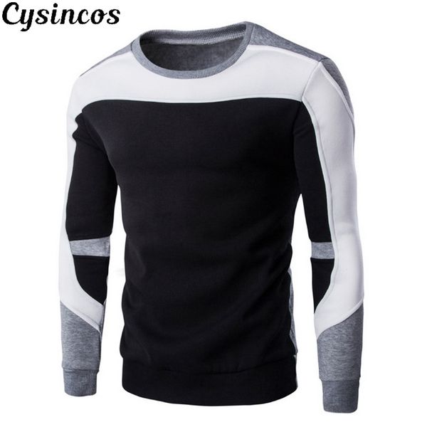 

cysincos autumn sweater men knitwear patchwork pullover men casual pull homme hiver cotton slim pull homme sueter masculino, White;black