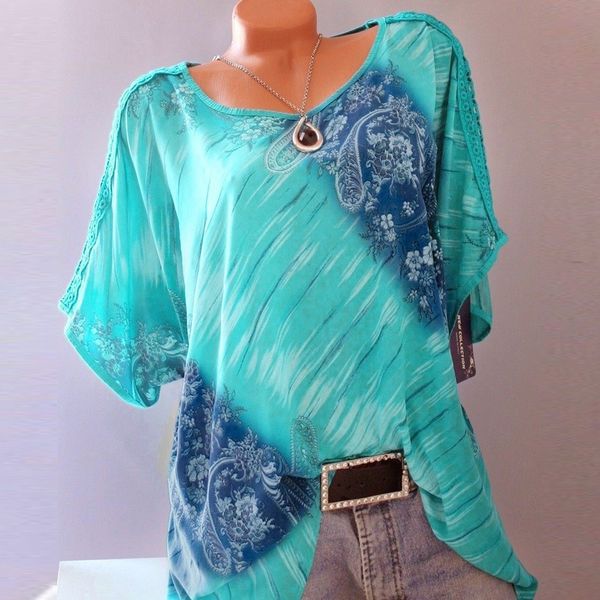 

женские блузки женской одежда осень 5xl плюс размер лето женщин с коротким рукавом v шеи цветочного принта твердой блузы lace tops блузки, White