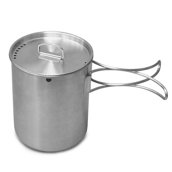 

portable outdoor stainless steel camping mug water cup with foldable handle