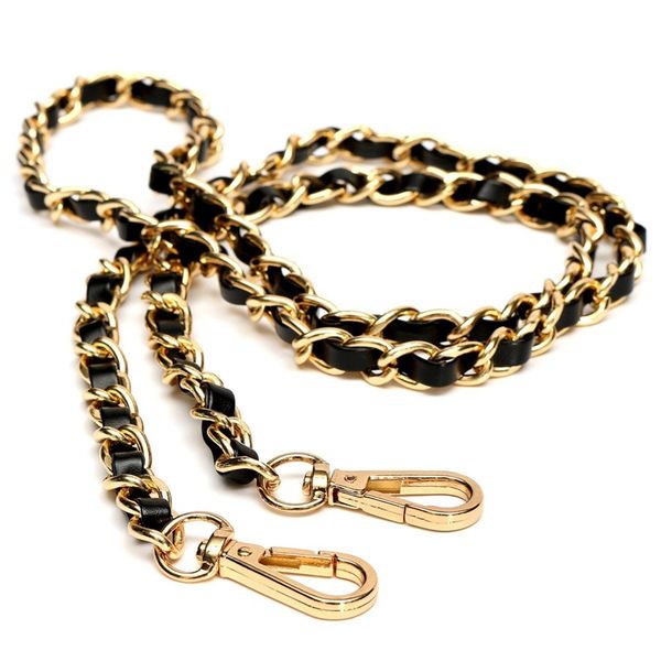 

new chain purse cross-body handbag shoulder bag strap replacement accessories light gold + black120cm, Black