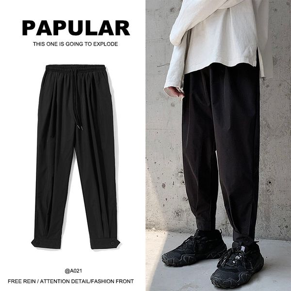 

harem pants men's fashion solid color business casual dress pants men streetwear wild loose loose large size trousers m-5xl, Black