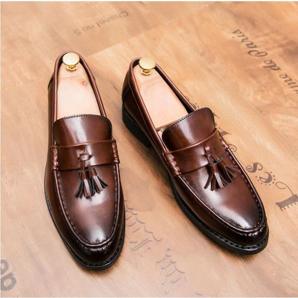 2019 New Hot Sale Men Flat Black Formal Shoe slip on Leather shoes Men Dress Loafer Driving Lazy Shoes