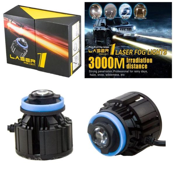 

2pcs l1 led laser fog headlight car front lights bulb h8 h9 h11 9005 9006 26w 2600lm 3000m meter irradiation distance auto lamp