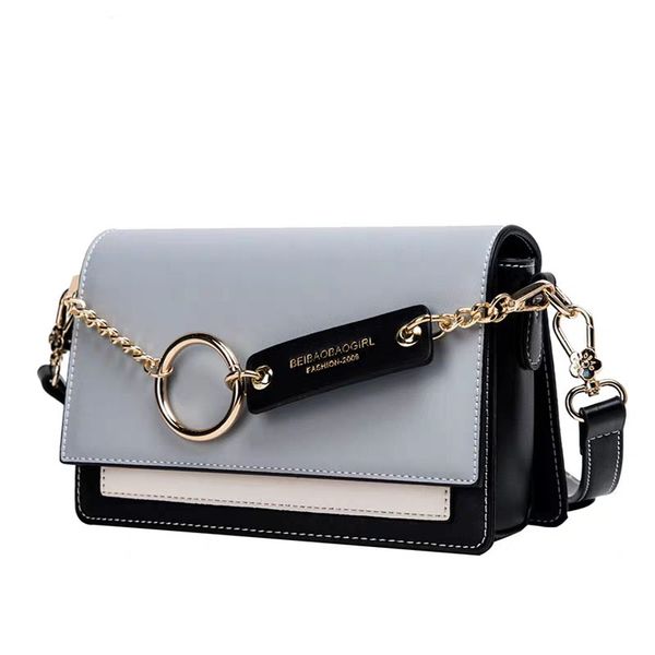 

fashion contrast color pu leather crossbody bag ladies new mini lady shoulder messenger bag chain letters women travel totes