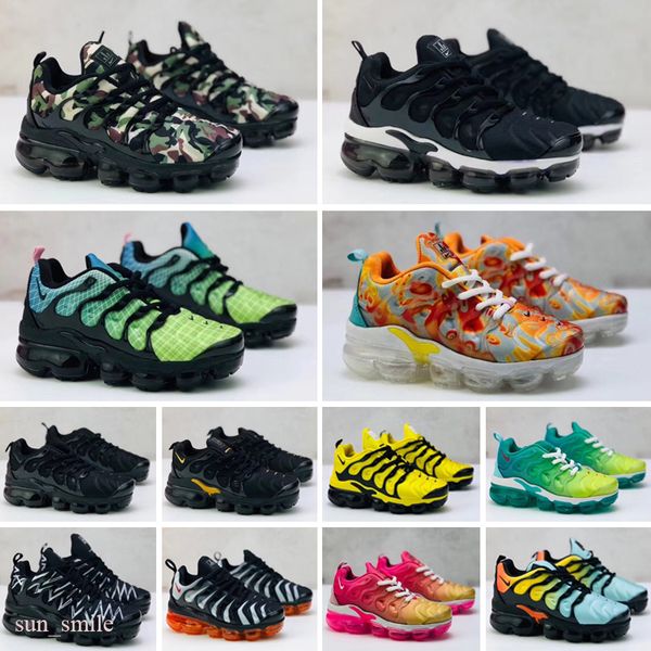 

2020Â new kids olive blue metallic white silver colorways all black white gray pack plus triple boys tn running athletic shoe 24-35, Black;brown