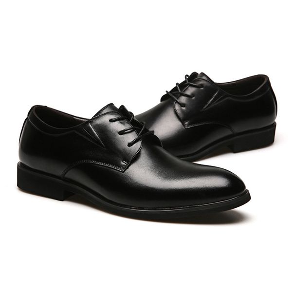 

men business standard officer shoes wedding shoes men leather formal oxfords flats, Black