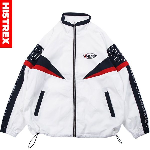

men hip hop jacket color block patchwork streetwear harajuku track jacket windbreaker street wear 2020 autumn zipper coat, Black;brown