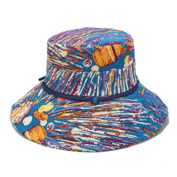 

dankeyisi casual bucket hat men women oil painting style cap summer sun protection fishing fisherman hat sun, Blue;gray