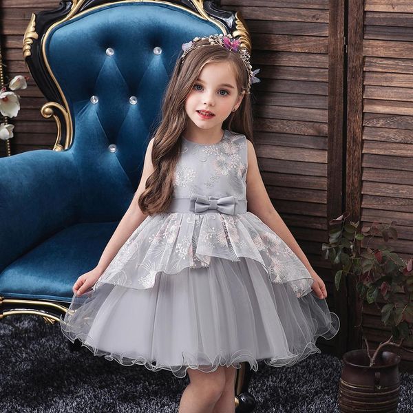 

caileni 2019 new children ball gown girls frock christmas dress for 1-5 years kid girls formal party dresses gray pink blue, Red;yellow