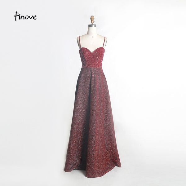 

finove 2019 evening dress new arrival sweetheart beading backless sequin long length a-line in women' dresses plus size, Black;red