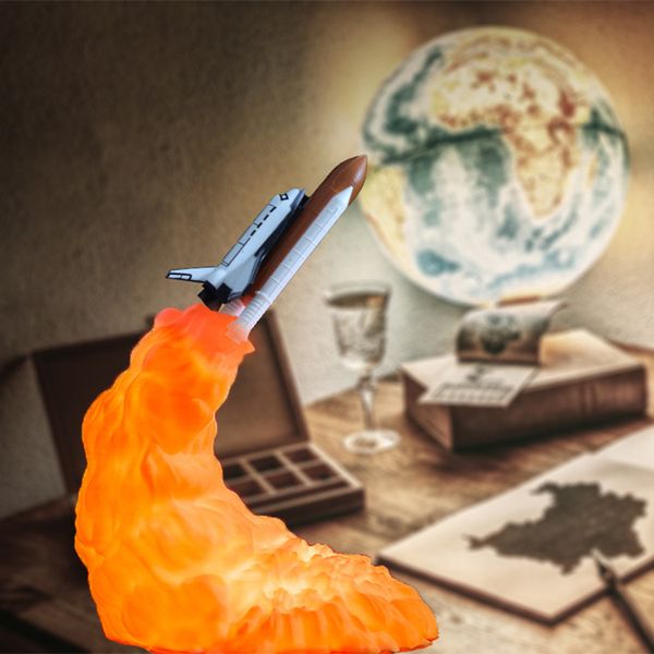 

3D печать Шаттл лампа перезаряжаемый Night Light для Space Lovers Moon Rocket Lamp украшения комнаты