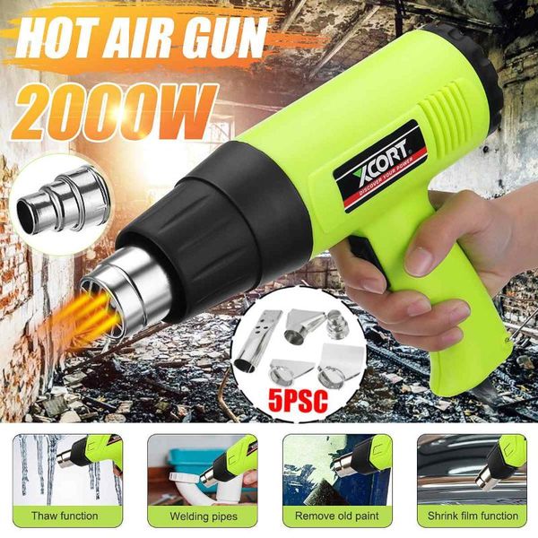 

2000w 220v eu industrial electric air gun thermoregulator 2 gears adjustable heat guns shrink wrapping thermal heater nozzle