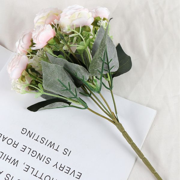 

10 heads artificial flower rose fake silk bouquet for wedding table plants