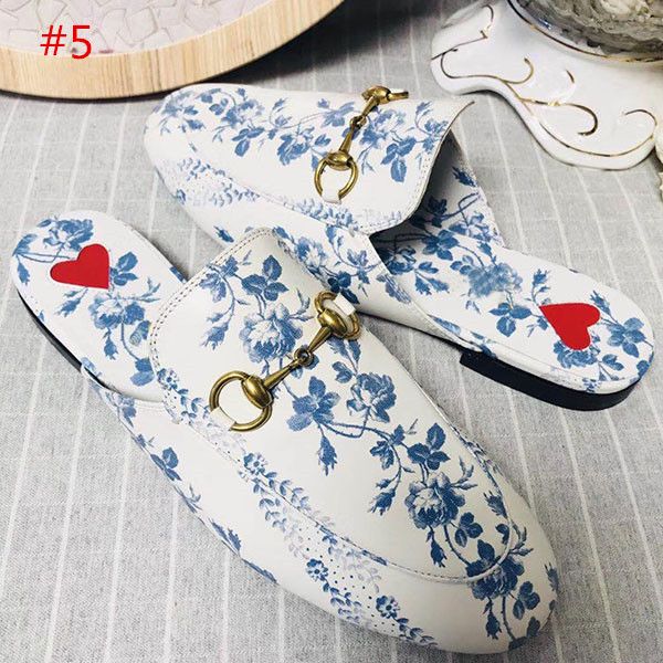 

2019 princetown leather slippers women genuine leather slipper flats mules loafers buckle colour printing ladies summer casual shoes, Black