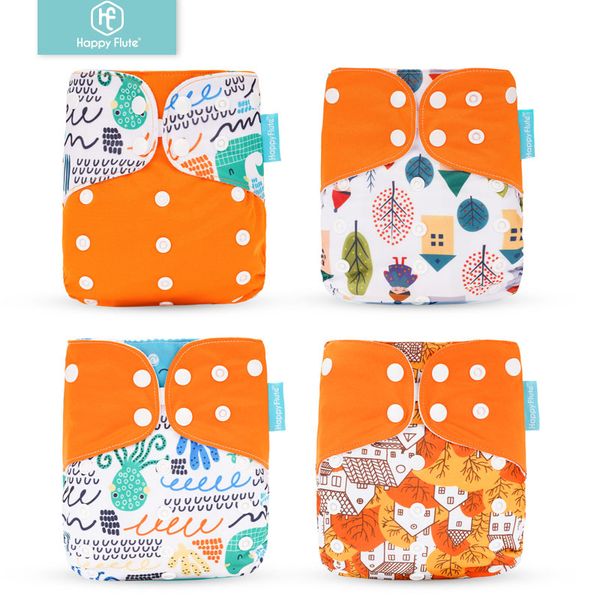 

happyflute 4pcs/set washable eco-friendly cloth diaper cover adjustable nappy reusable cloth diapers nappy fit 3-15kg baby