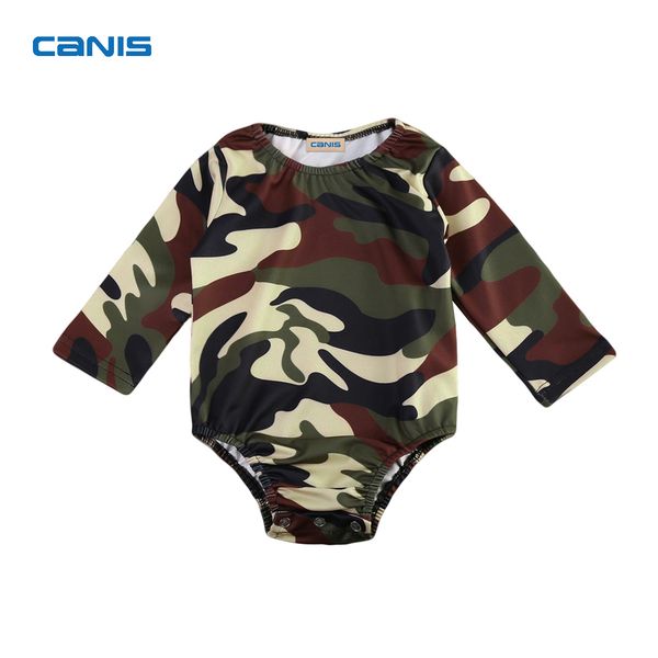 

infant newborn baby girl boy camouflage long sleeve bodysuit jumpsuit outfits sunsuit clothes, Blue